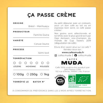Café moulu - Ça passe crème Épicerie sucrée Dayo - Cafés Muda - Lille