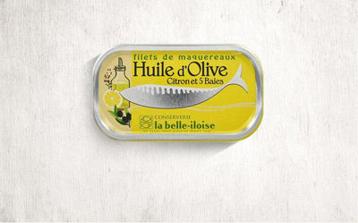 Files de maquereaux huile d'olive citron 5 baies (boîte de 118g) Épicerie salée La belle-iloise - Quiberon