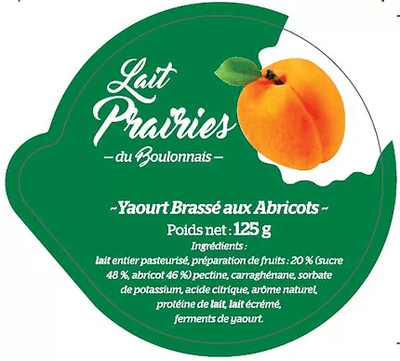 Yaourt brassé abricot (lot de 2) Crèmerie Lait Prairies du Boulonnais - Vieil Moutier
