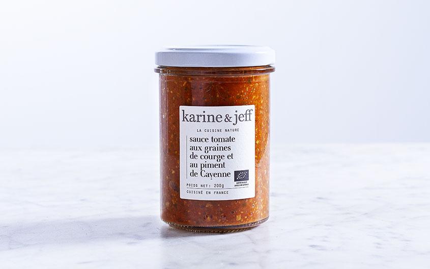 Sauce tomate aux graines de courge et au piment de Cayenne bio (200g) Epicerie Karine & Jeff - Revel