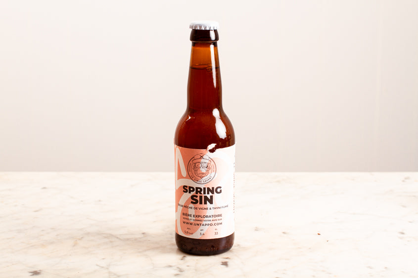 Bière Spring Sin sour pêche de vigne et thym fumé - 5,8° (33l) Boissons alcoolisées Brasserie Le Singe Savant